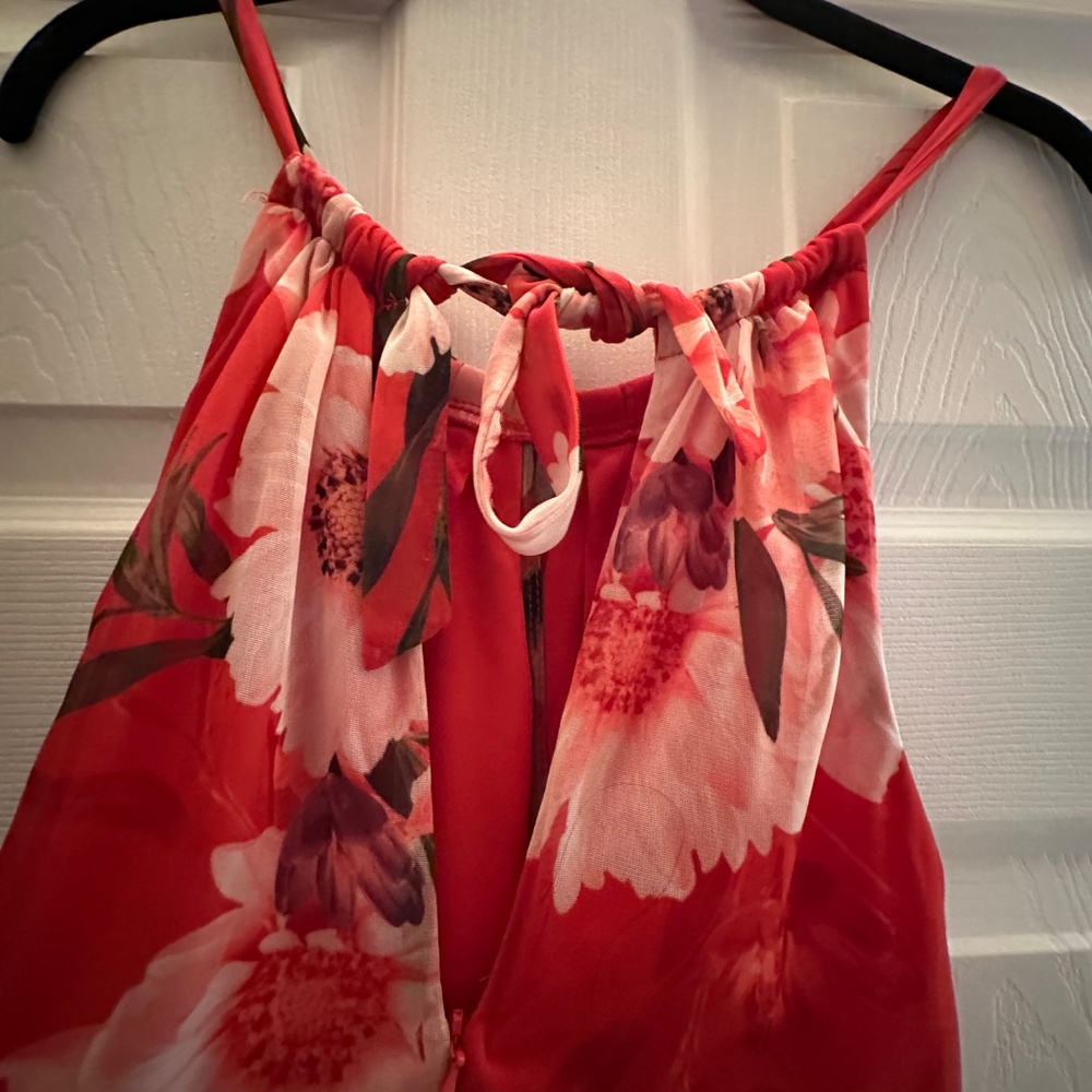 Le Château Floral Halter Dress – Orange & Pink – Petite Small – Made in Canada - Picture 5 of 10